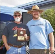  ??  ?? Gordon Scatchard of Hamburg won the Best Paint Motorcycle award for his 1940 Indian Chief.