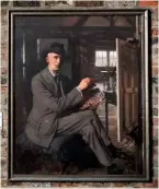  ??  ?? A self-portrait by Beverley artist Fred Elwell, at work on one of his paintings.