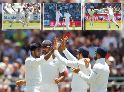  ??  ?? HIGH FIVE: India enjoyed a good first part of the opening day of the series in South Africa, skittling out the hosts for 286 in Cape Town. But the hosts captured the key wicket of Virat Kohli to have India at 28 for three at stumps. (Reuters)