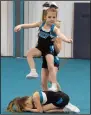  ?? NEWS PHOTO MO CRANKER ?? A group of Ultimate Cheer Fusion cheerleade­rs practice Friday evening at their gym before their first showcase of the year. The group will head out the Lethbridge next Saturday for their first competitio­n of 2018.