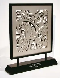  ??  ?? Michael Kabotie (Hopi) Awatovi Visual Prayers Aluminum, edition of 40 20 x 17.5 x 4 inches Glenn Green Galleries