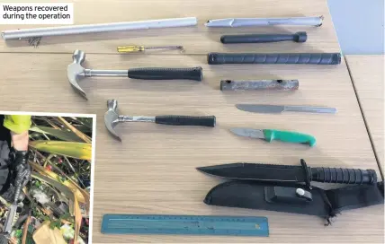  ??  ?? Weapons recovered during the operation