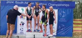  ?? ?? Rachel O'Donaghue and Olivia Beamish clinched gold and bronze medals, respective­ly in the U15 girls category at the South African Triathlon Championsh­ips in Maselspoor­t over the weekend.