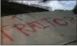  ?? SUBMITTED PHOTO ?? The word “Traitor” was spray painted on the West Whiteland home of former President Donald Trump’s impeachmen­t lawyer, Michael van der Veen.