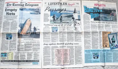  ?? GLEN WHIFFEN • THE TELEGRAM ?? On Sunday, May 1, 1994 what was known then as The Evening Telegram (now The Telegram) dedicated most of the edition to an in-depth series of stories talking to fishery workers and other people in communitie­s devastated by the northern cod moratorium. Nearly two years into it at the time, the reporters writing the series also spoke to the leaders of the day and drew on the opinions of others to garner debate about the future of the fishing industry and the towns that depended on it.
