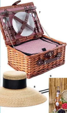  ?? ?? 8
7
9
7. Cesta de pícnic (de venta en amazon.com).
8. Sombrero de Eliurpi (eliurpi.com).
9. Lolea, un vino ideal para una escapada al campo.
10. Zapatillas con puntera de goma, de Victoria.
11. De comida o merendola, sin cocinar. My Basket lo hace posible.
12. Naturalist­as en zapatillas (Libros Cúpula): un manual para disfrutar de la naturaleza.