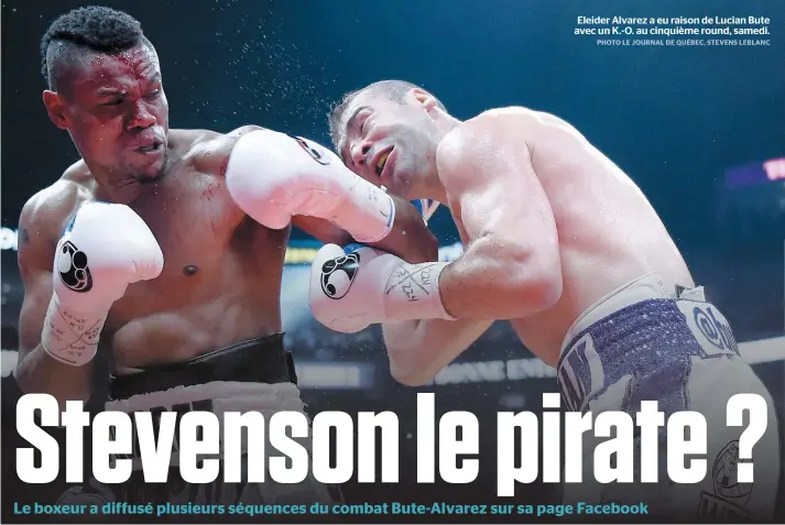  ??  ?? Eleider Alvarez a eu raison de Lucian Bute avec un K.-O. au cinquième round, samedi.