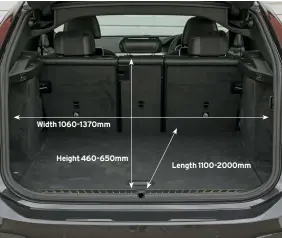  ??  ?? Boot is the second biggest of any BMW currently on sale (after non-hybrid X5s) and 110 litres larger than a 5 Series GT’S. Its official capacity is 610 litres.