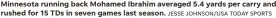  ?? JESSE JOHNSON/USA TODAY SPORTS ?? Minnesota running back Mohamed Ibrahim averaged 5.4 yards per carry and rushed for 15 TDS in seven games last season.