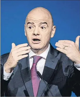  ?? FOTO: EFE ?? Gianni Infantino, presidente de la FIFA, absuelto por la justicia interna del organismo