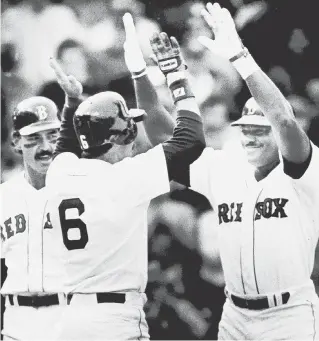  ?? HERALD FILE PHOTO ?? GIANT LOSS: Don Baylor, who teamed with Dwight Evans (left) and Bill Buckner (6) to lead the Red Sox to the 1986 World Series, died yesterday at 68.