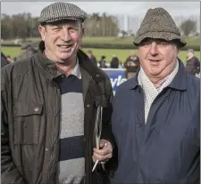  ??  ?? Martin O’Donnell and Tom Nolan originally from Kerry and living in London at the National coursing meeting in Clonmel