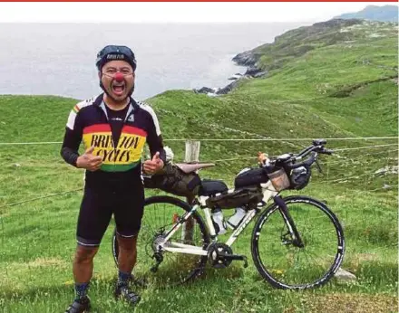  ?? PIC COURTESY OF RED BUBBLES CLOWN DOCTORS ?? Long-distance Malaysian adventure cyclist Aedewan Adnan is embarking on a self-supported 2,500km race across Ireland.