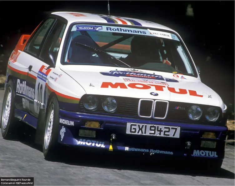  ?? Photos: mcklein-imagedatab­ase.com, Motorsport Images ?? Bernard Beguin’s Tour de Corse win in 1987 was a first