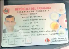  ??  ?? Licencia de Néstor Ramón Echeverría.