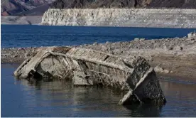  ?? Photograph: LE Baskow/AP ?? The landing craft used to transport troops or tanks was revealed on the shoreline near Lake Mead.