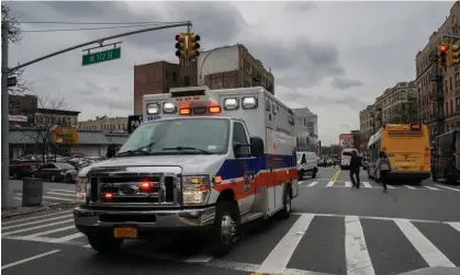  ?? ?? An ambulance in Washington Heights, New York, 2020. Photograph: Bryan Smith/Zuma Wire/Rex/Shuttersto­ck
