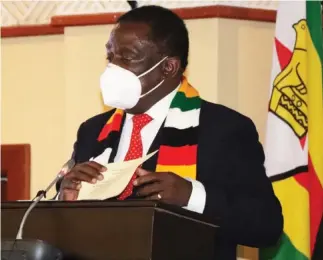  ?? ?? President Emmerson Mnangagwa at the official opening of Aripo council of ministers conference in Victoria Falls yesterday