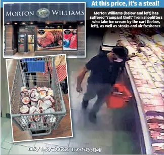  ?? ?? At this price, it’s a steal!
Morton Williams (below and left) has suffered “rampant theft” from shoplifter­s who take ice cream by the cart (below, left), as well as steaks and air freshener.