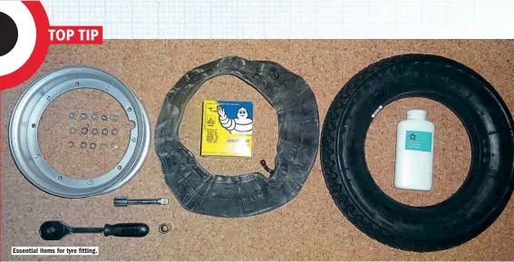  ??  ?? Essential items for tyre fitting.