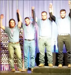  ?? PHOTO SUBMITTED ?? The Teamworks team from McDonald County High School won the state championsh­ip at the SkillsUSA competitio­n held April 6-8 at the State Technical College of Missouri in Linn. From left to right: Dylan Teague, Zane Eslick, Dillon Pyles and Corvin Black.