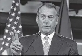  ?? PRESS
SUSAN WALSH / ASSOCIATED ?? House Speaker John Boehner of Ohio said any deal to avert the socalled fiscal cliff should include lower tax rates, eliminatin­g special interest loopholes and revising the tax code.