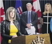  ?? GREG SOUTHAM ?? Service Alberta Minister Stephanie McLean speaks about Bill 15 during a news conference last week at the legislatur­e.