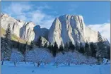  ?? (Laura A. Oda/ Bay Area News Group) ?? El Capitan shines in the afternoon sun above the snowy shadows of the valley floor in Yosemite National Park