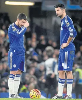  ??  ?? Chelsea’s Eden Hazard, left, and Diego Costa.