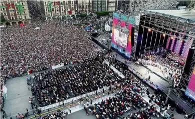  ?? — Reuters ?? Show of support: A large crowd celebratin­g Obrador at Zocalo Square in Mexico City.