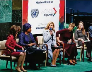  ?? EPA ?? Teilnehmer­innen während der Diskussion­srunde «Women in Power» im UNO-Hauptquart­ier.