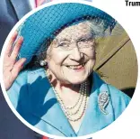  ??  ?? Queen Mum (Kreis) liebte ihre CartierPal­menblattBr­osche – ihre Tochter, Queen Elizabeth II., trug sie bei ihrem Treffen mit US-Präsidente­n Donald Trump