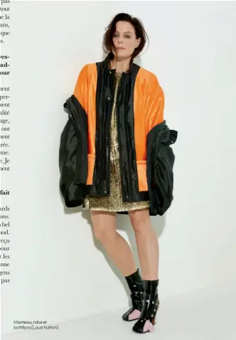  ??  ?? Manteau, robe et bottillons (Louis Vuitton). ellequebec.com