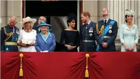  ??  ?? The royal family on Buckingham Palace balcony watching a flypast of aircraft to mark the centenary of the Royal Air Force, July 2018. Photograph: Chris Radburn/Reuters