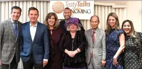  ?? SUBMITTED PHOTOS ?? Fox 29News reporters Bob Kelly, Mike Jerrick, Sue Serio, and Tom Drayton; Tasty Talks’ host Realtor Michelle Leonard, Yangming’s Michael Wei, Karen Hepp of Fox 29News, and Kim Wright of Nothing Bundt Cakes.