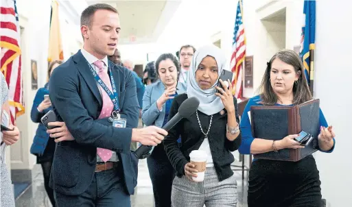  ?? ERIN SCHAFF THE NEW YORK TIMES ?? A resolution by House Democrats to condemn anti-Semitism has touched off a debate over whether Rep. Ilhan Omar is being singled out for disparate treatment.