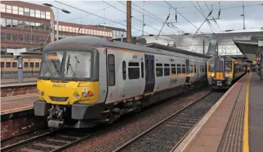  ?? PAUL BIGLAND/ RAIL. ?? Robert Foster writes about passengers missing their connection at Haymarket when a train was held at Haymarket East Junction recently. In September 2018, ScotRail 365513 stands at the Edinburgh station.
