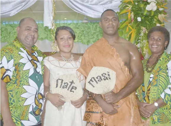  ?? Photo: Litia Tikomailep­anoni ?? Eremasi and Asinate Radrodro with well-wishers at the AOG church in Sigatoka, yesterday.