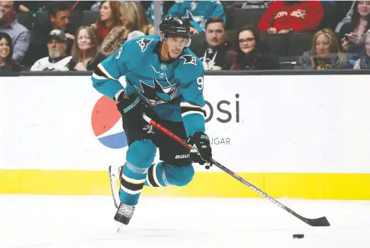  ?? EZRA SHAW/GETTY IMAGES/FILES ?? Evander Kane of the San Jose Sharks is urging prominent white athletes to join with their black counterpar­ts and speak out against racial injustice.