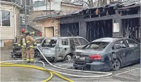  ?? CRAM/SEACOASTON­LINE DEB ?? Cars were destroyed in a fire in a storage garage in Kittery, Maine.