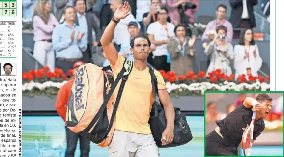  ??  ?? CARA Y CRUZ. Nadal se despidió del Mutua tras perder contra Thiem.