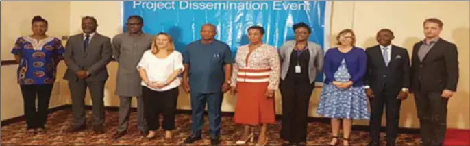  ??  ?? The Rivers State Commission­er for Education Tamuno Gogo Jaja (middle) flanked by officials of TEP Centre, MacArthur Foundation, British Council and LEAP Africa, at the final disseminat­ion programme in Lagos... recently