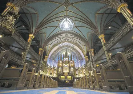  ?? NATIONAL POST FILES ?? Notre-Dame Basilica is the setting for AURA, a three-act multimedia spectacle running until Sept. 30.