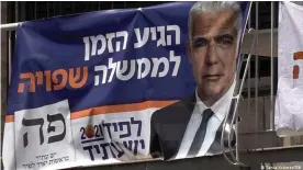  ??  ?? Yair Lapid of the Yesh Atid party is considered to be the prime minister's main challenger