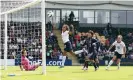  ?? Photograph: Ed Sykes/ Action Images ?? England debutant Lucy Bronze (right) puts the ball into the net late in the game during the friendly against Japan at the Pirelli Stadium, Burton, but it was disallowed as Jess Clarke (centre) was ruled offside and interferin­g with play.
