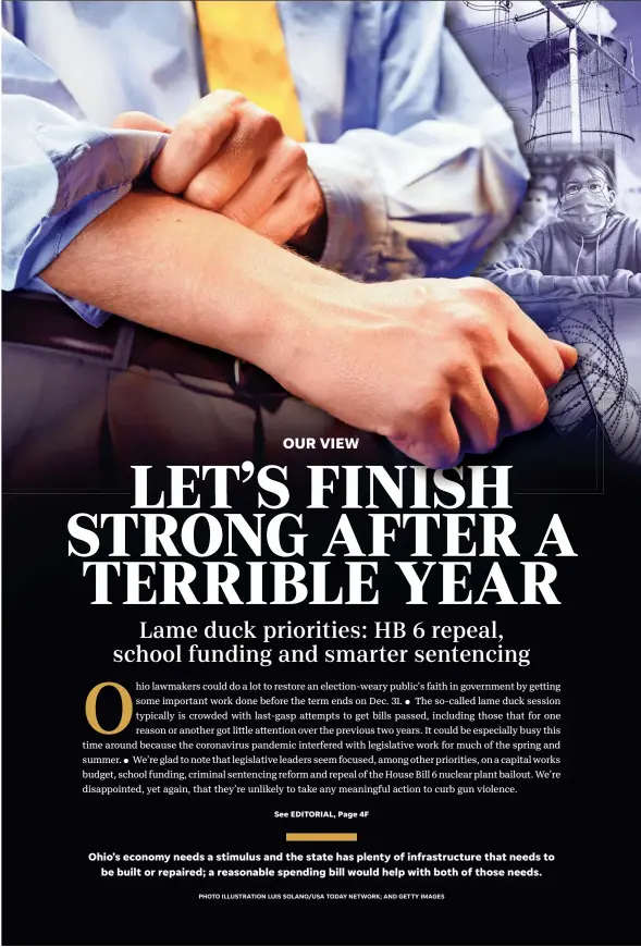  ?? PHOTO ILLUSTRATI­ON LUIS SOLANO/USA TODAY NETWORK; AND GETTY IMAGES ?? Ohio’s economy needs a stimulus and the state has plenty of infrastruc­ture that needs to be built or repaired; a reasonable spending bill would help with both of those needs.