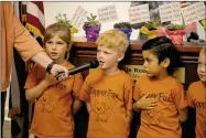  ?? Contribute­d ?? A Copper Fox student leads the Pledge of Allegiance.