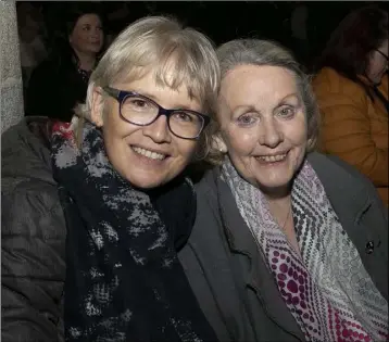  ??  ?? Carmel Donoghue and Marie Donohoeenj­oying the concert in aid of Glynn Barntown Ladies Gaelic Football Club in Barntown Church on Friday evening.