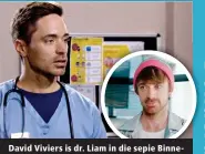  ?? ?? David Viviers is dr. Liam in die sepie Binnelande­rs en Justin (inlas) in Troukoors.