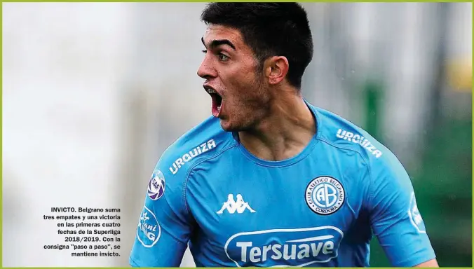  ?? CEDOC PERFIL ?? INVICTO. Belgrano suma tres empates y una victoria en las primeras cuatro fechas de la Superliga2­018/2019. Con la consigna "paso a paso", semantiene invicto.